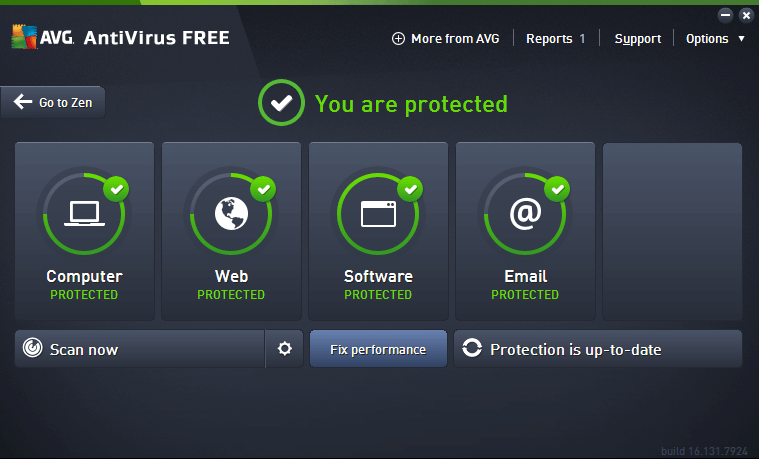 AVG Antivirus main window